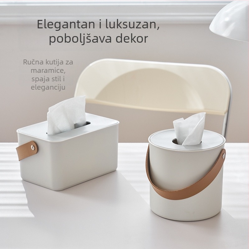Qiguo House Japanskog stila prijenosna kutija za maramice i držač rola papira, bijela