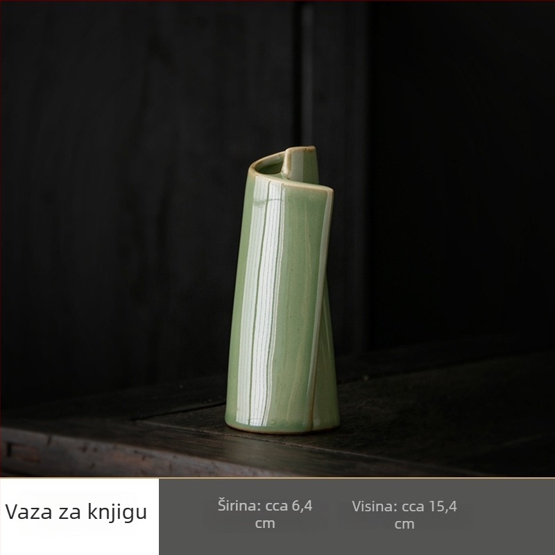 Vintidž keramička vaza za suho cvijeće, stolna dekoracija u kineskom zen stilu