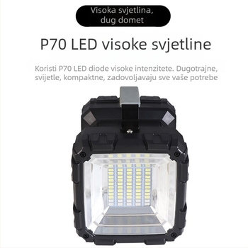 LED prijenosna višefunkcionalna lampa P90, dvostruka glava, dug domet, kamping lampica, punjiva