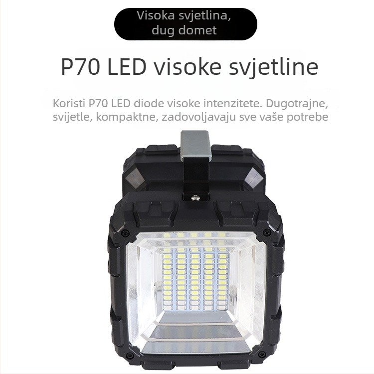 LED prijenosna višefunkcionalna lampa P90, dvostruka glava, dug domet, kamping lampica, punjiva
