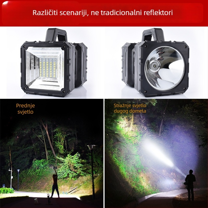 LED prijenosna višefunkcionalna lampa P90, dvostruka glava, dug domet, kamping lampica, punjiva