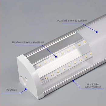 LED cijev s pravim kutom, 1.2 m, 40W/60W, kutna LED cijev, integriran T90, površinska montaža, duga trokutasta svjetiljka