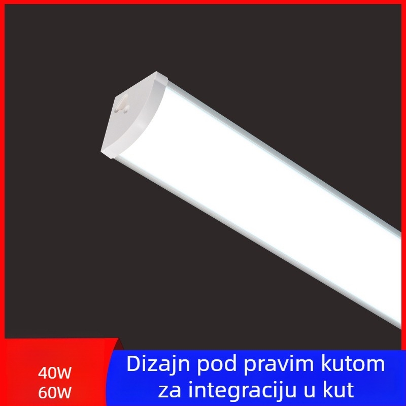 LED cijev s pravim kutom, 1.2 m, 40W/60W, kutna LED cijev, integriran T90, površinska montaža, duga trokutasta svjetiljka