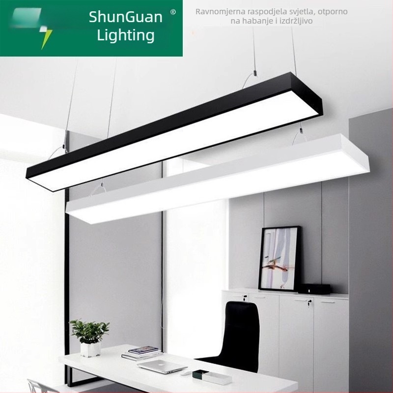 Shunguan Lighting LED Uredno Osvjetljenje, Crno Pravokutno Anti-Glare Viseće Svjetlo, Moderan Industrijski Stil
