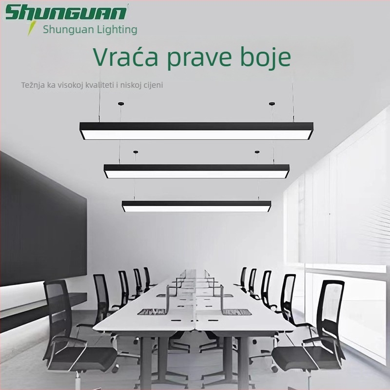 Shunguan Lighting LED Uredno Osvjetljenje, Crno Pravokutno Anti-Glare Viseće Svjetlo, Moderan Industrijski Stil