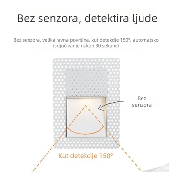 LED svjetlo bez okvira za prag hodnika i stepenica, ugradno kutno svjetlo, minimalistički dizajn