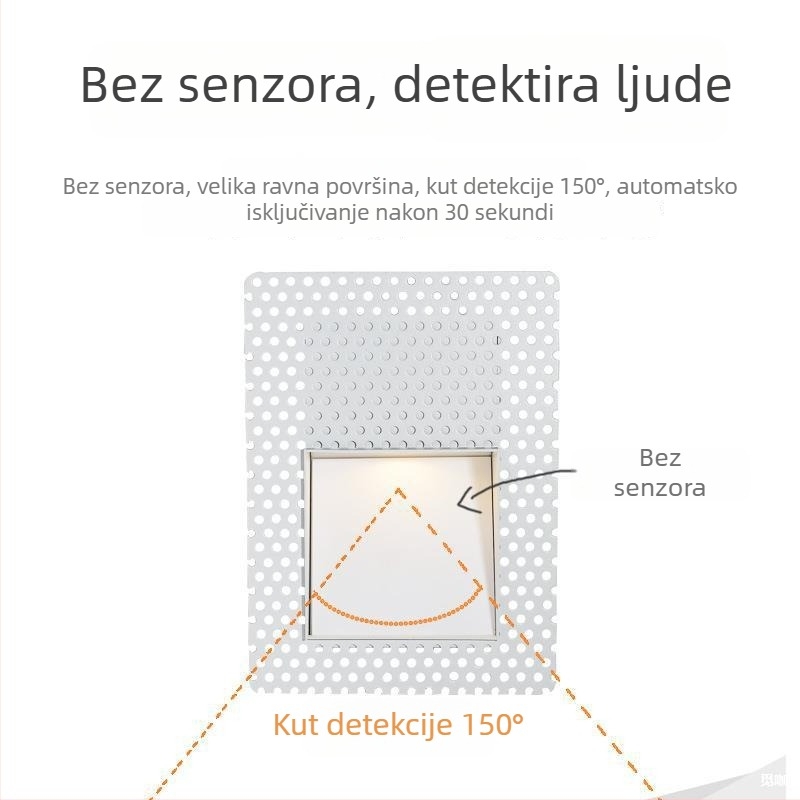 LED svjetlo bez okvira za prag hodnika i stepenica, ugradno kutno svjetlo, minimalistički dizajn