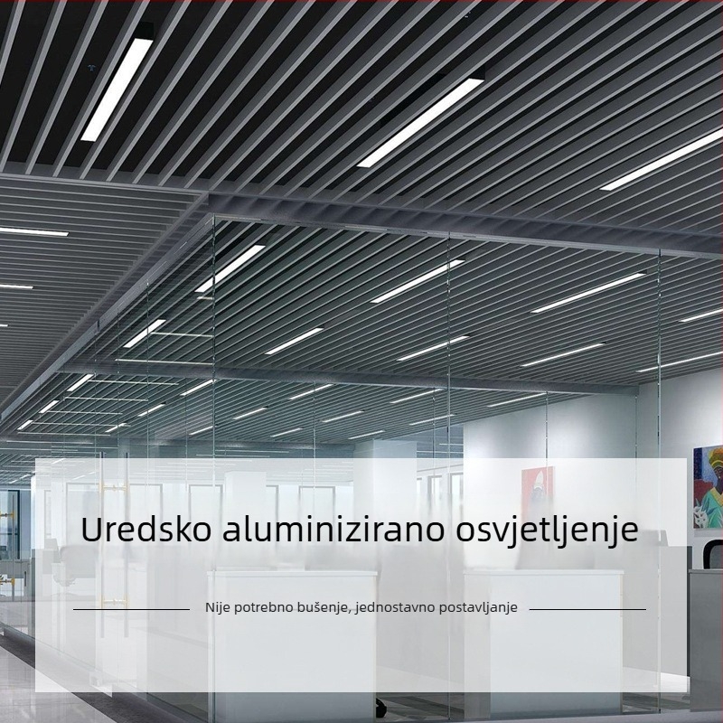 LED rasvjeta za ured – luster s pravokutnim U okvirom i kvadratnim visećim dijelom