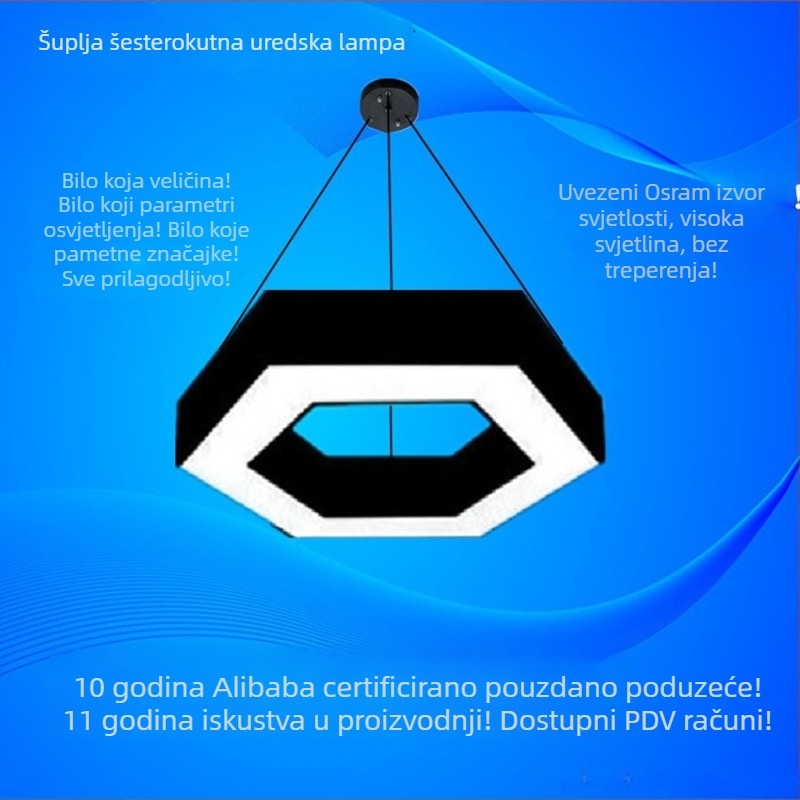 Šesterokutna LED uredska svjetiljka, kreativan dizajn – viseća rasvjeta za ured