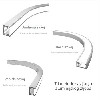 LED zakrivljeno ugrađeno stropno linearno svjetlo, lukasti polukružni aluminijski svjetlosni kanal, stropno dizajnersko svjetlo