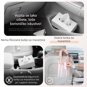 Kreativna kutija za maramice za auto, visi držač maramica na stražnjem sjedalu, unutarnja dekoracija i pohrana