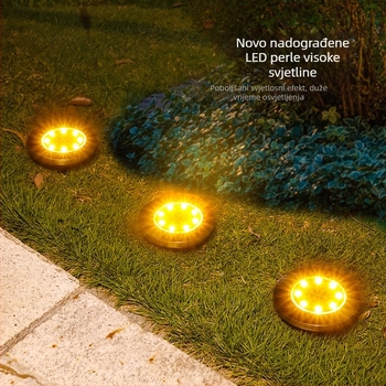 Vanjska rasvjeta od nehrđajućeg čelika, 8 LED, solarno podzemno svjetlo za dvorište, vrt, travnjak, vodootporno