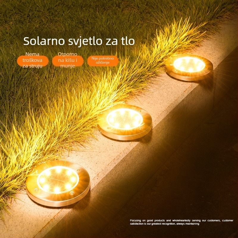 Vanjska rasvjeta od nehrđajućeg čelika, 8 LED, solarno podzemno svjetlo za dvorište, vrt, travnjak, vodootporno