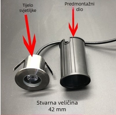 LED vanjsko ukopano podno svjetlo za pod, nehrđajući čelik, ugrađeno, IP65, 12V, 1W/3W