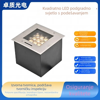 Kvadratno podzemno LED svjetlo za vanjsku rasvjetu, vodootporan krajinski reflektor, ugrađeno u travnjak