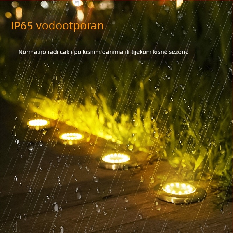 8‑LED solarna nehrđajućeg čelika zemna lampica s kolčićem za travnjak i dvorište, kišootporna, novi model