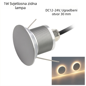 1W ugrađena kružna zidna svjetiljka za korake i kutove, LED noćna svjetiljka za vanjsku upotrebu