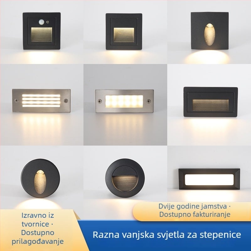 Vanjska rasvjeta za stepenice — površinski montirana zidna LED svjetiljka, vodootporna