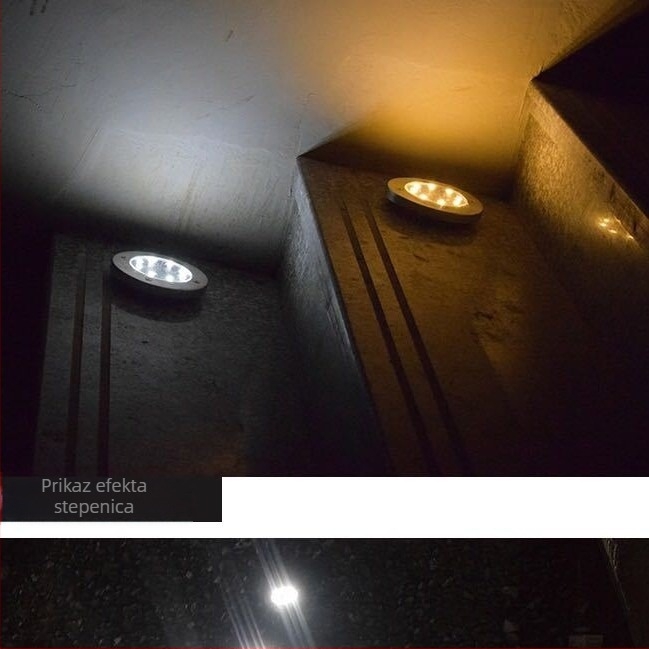 Solarna 8-LED podzemna svjetiljka za travnjak, vanjska rasvjeta dvorišta, dekorativno svjetlo s senzorom svjetla