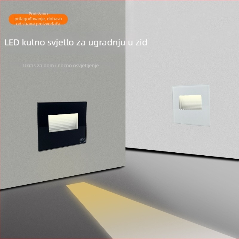 86-tip LED podnožno svjetlo, ugrađeno u hodnik i kut stepenica, osvjetljenje za korake s induktivnim senzorom