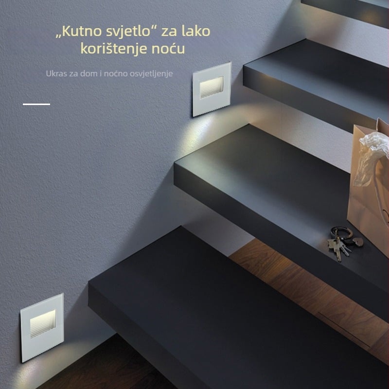 86-tip LED podnožno svjetlo, ugrađeno u hodnik i kut stepenica, osvjetljenje za korake s induktivnim senzorom