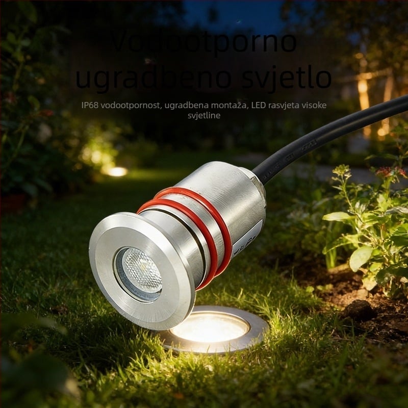 Vanjska kružna podvodna LED svjetiljka od nehrđajućeg čelika, ugrađena u tlo, IP67, 12–24V, topla bijela 3000K