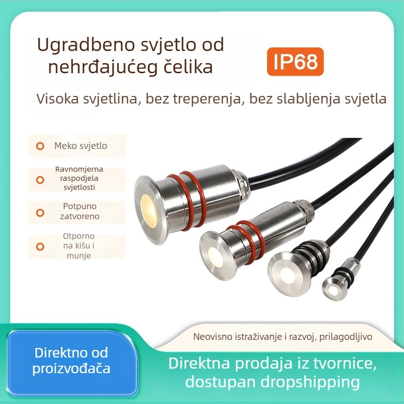 Vanjska kružna podvodna LED svjetiljka od nehrđajućeg čelika, ugrađena u tlo, IP67, 12–24V, topla bijela 3000K