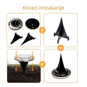 Solarne podzemne lampe za dvorište sa senzorom kutne svjetiljke za vrt