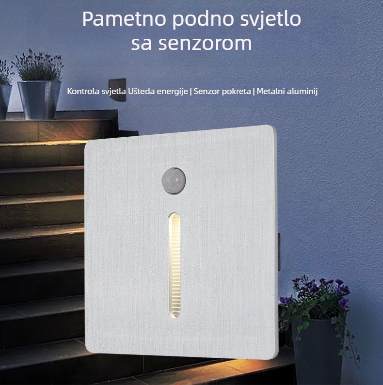 Aluminijsko LED svjetlo za stepenice s senzorom pokreta, za hodnike i kutove