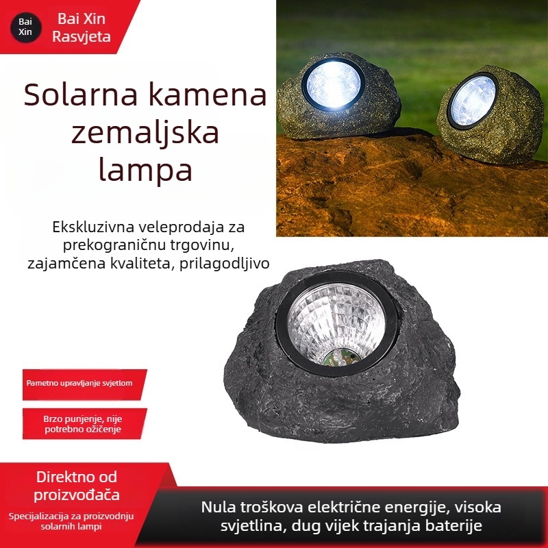 Solarna umjetna kamen lamp za vanjsku baštu i travnjak — LED podzemna projekcijska svjetiljka