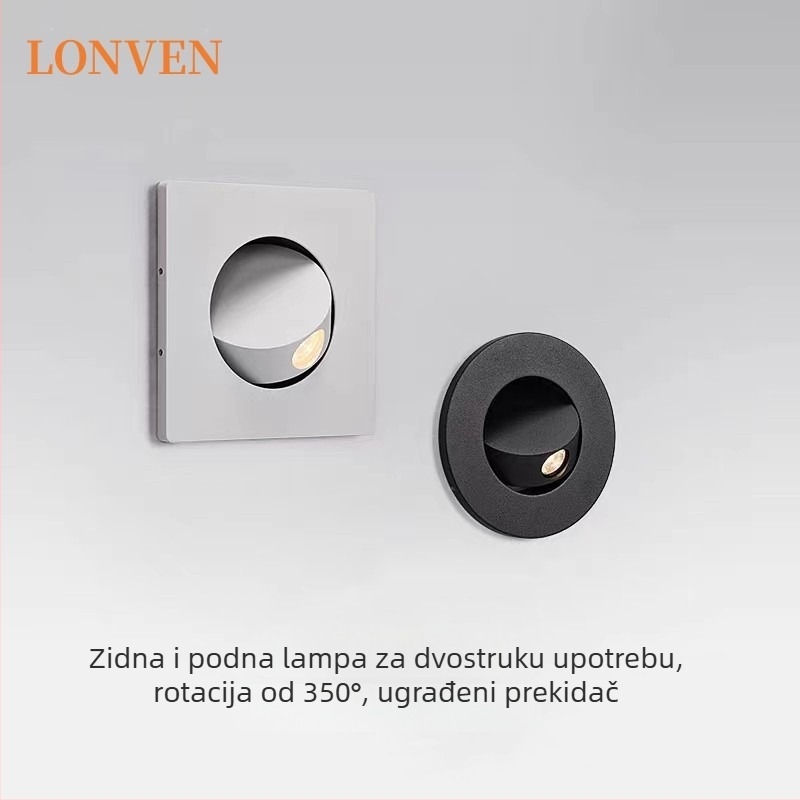 Moderna zidna svjetiljka za spavaću sobu s ugrađenom LED lampom za čitanje, skriveni podesivi kut, pogodna za stepenice i kutove