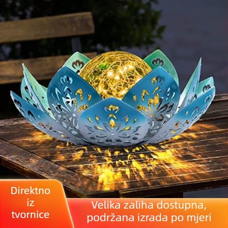 Solarne LED svjetla u obliku puknute ledene kugle, vodootporna, za vanjsku dekoraciju dvorišta i vrta, držač u travnjaku, metalni umjetnički komad.