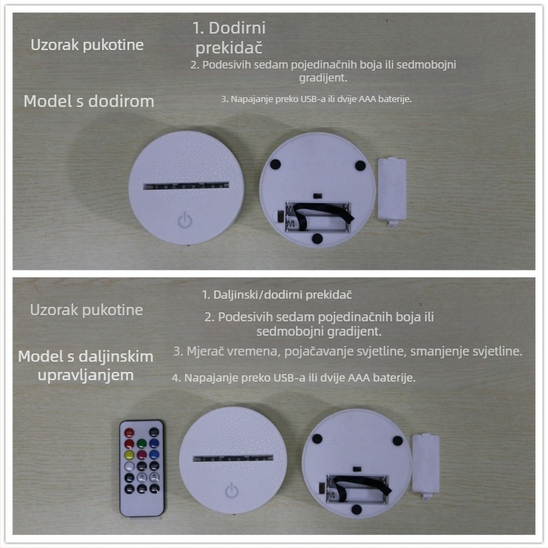2019 Biciklo oblikovano 3D noćno svjetlo s dodirnim i daljinskim upravljanjem, USB napajanjem, višebojni dekorativni dar