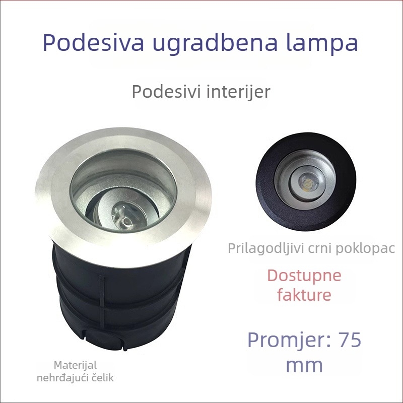Prilagodljiva kutna ugradna LED svjetiljka, vanjska vodootporna COB rasvjeta za vrt i dvorište