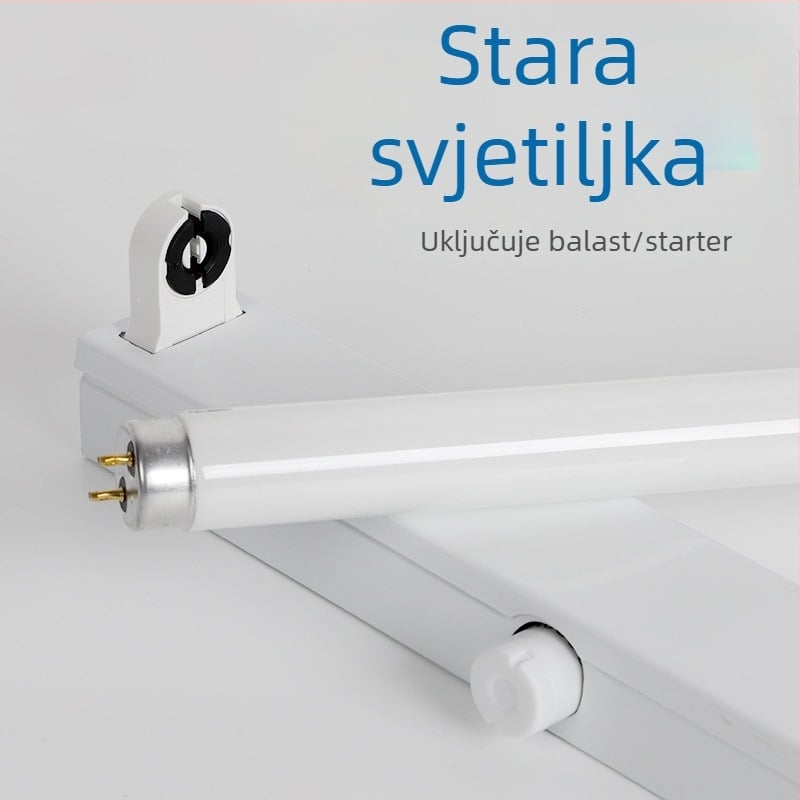 Stara T8 fluoroscentna cijev – komplet set s nosačem, lampom, starterom i balastom, 36W, trobojna dnevna svjetlost