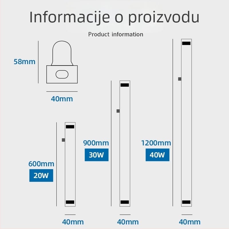 Stara T8 fluoroscentna cijev – komplet set s nosačem, lampom, starterom i balastom, 36W, trobojna dnevna svjetlost