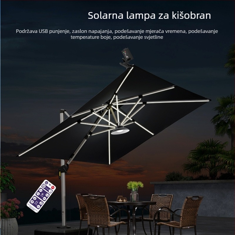 Retro solarne LED lampe za vanjski suncobran, vrt i kampiranje