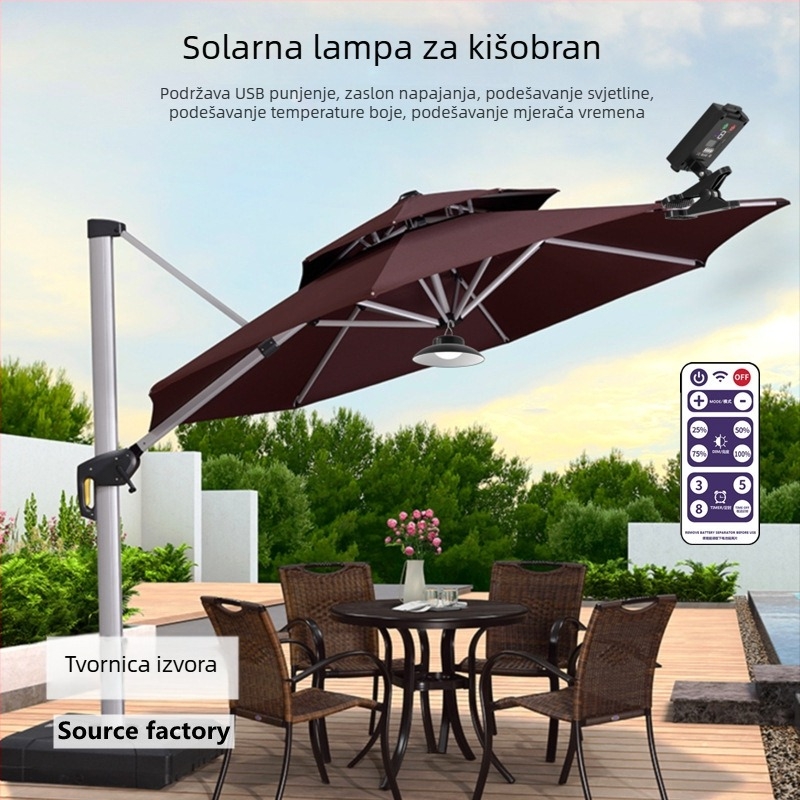 Retro solarne LED lampe za vanjski suncobran, vrt i kampiranje