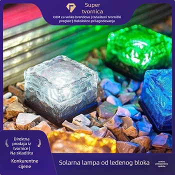 Solarna LED lampica u obliku ledene blok ploče za vanjsku upotrebu — noćno svjetlo s dekorativnim osvjetljenjem stepenica i atmosfere
