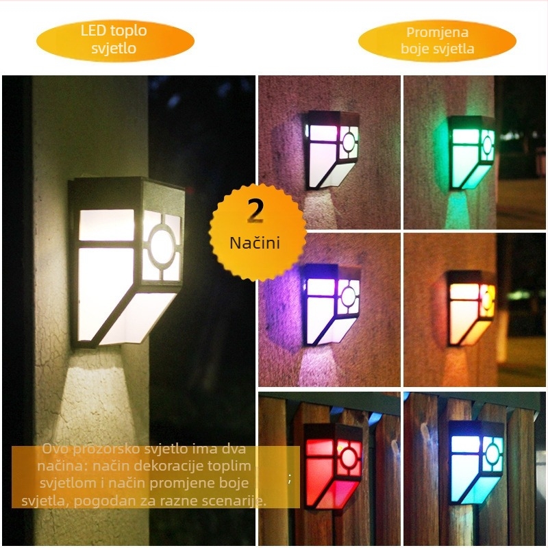 Solarna retro zidna svjetiljka s LED panelom, vodootporna vanjska zidna svjetiljka za balkon