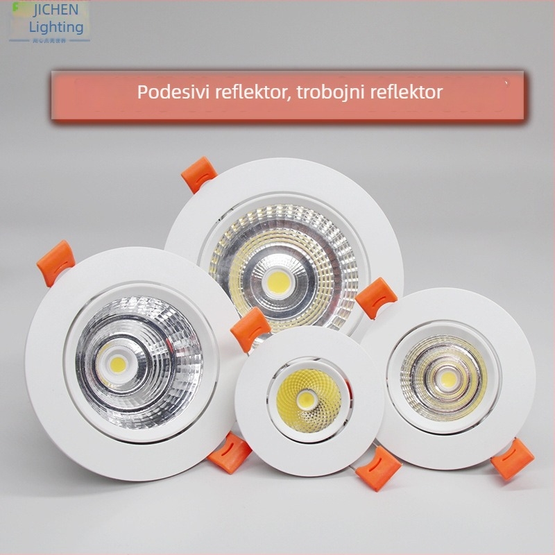 LED downlight s COB svjetlom, ugradni stropni svjetiljka, protiv zamagljivanja, trobojno svjetlo s regulacijom, podesiv kut, zaštita očiju
