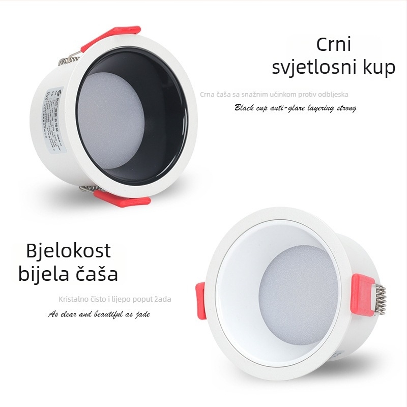 LED anti‑ogled ugradno stropno svjetlo, kružni oblik, uski okvir, 7/10/15W, kućno dnevno osvjetljenje