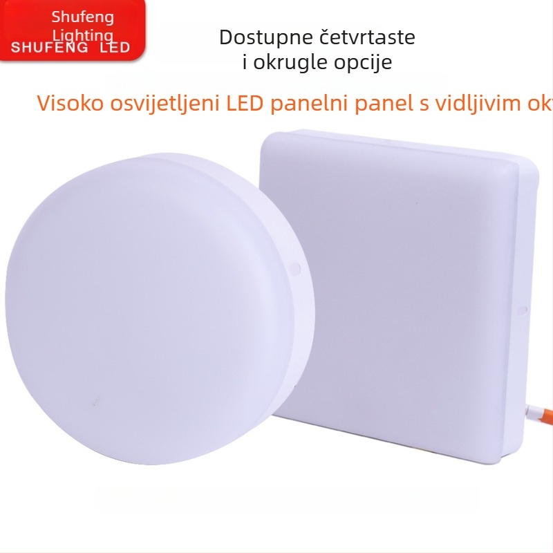 LED panel bez okvira, površinski montirani downlight za strop — kružni ili kvadratni