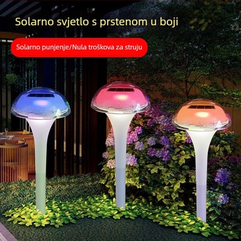 Solarska vanjska svjetiljka dvorišta s LED-om u tlu, rasvjeta za travnjak, oblik meduza-gljiva, senzor svjetla, retro stil