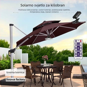 Solarna vanjska LED svjetiljka za kišobran — prijenosna za kampiranje, šator i plažu