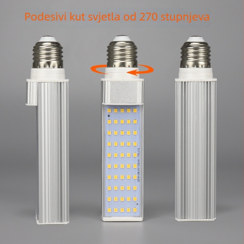 LED horizontalna lampica s G24 utičnicom, cijelo aluminijsko kućište, 110–240V, jednostrana LED kukuruzna žarulja