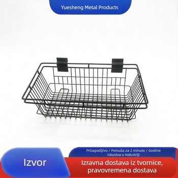 Zidni metalni koš za pohranu, kuhinja bez bušenja, kupaonska polica s mrežicom za skladištenje