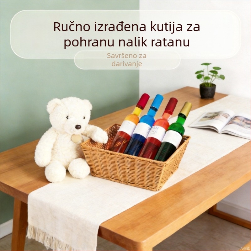 Koš za pohranu od ratana s metalnim okvirom otporan na hrđu, za voće i grickalice