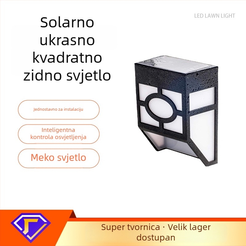Solarna vodootporna LED zidna svjetiljka za ograde i dvorište, vanjsko osvjetljenje, solarno dvorišno svjetlo