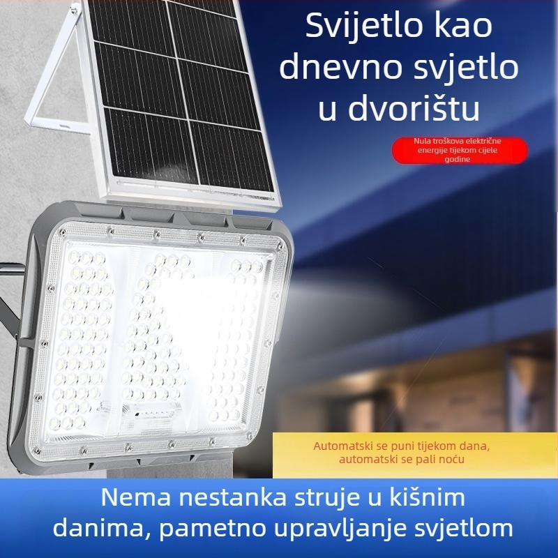 Solarna rasvjeta za vrt, vanjska IP65 vodootporna, kvadratna LED svjetiljka s daljinskim upravljačem, 3.2V, dimenzije 267×190×45 mm